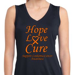 Ladies Leukemia Cancer Hope Love Cure Dry Wicking Sleeveless Shirt