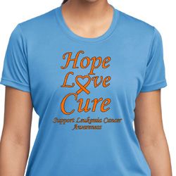 Ladies Leukemia Cancer Hope Love Cure Dry Wicking T-shirt