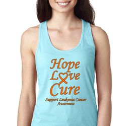 Ladies Leukemia Cancer Hope Love Cure Ideal Racerback