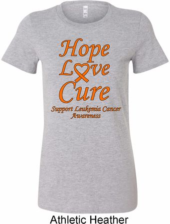 Ladies Leukemia Cancer Hope Love Cure Longer Length Shirt