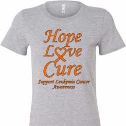 Ladies Leukemia Cancer Hope Love Cure Longer Length Shirt