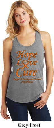 Ladies Leukemia Cancer Hope Love Cure Racerback