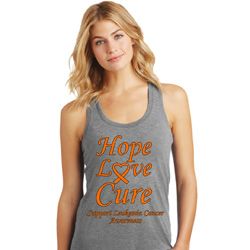 Ladies Leukemia Cancer Hope Love Cure Racerback