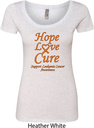 Ladies Leukemia Cancer Hope Love Cure Scoop Neck