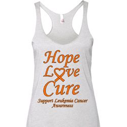 Ladies Leukemia Cancer Hope Love Cure Tri Blend Racerback