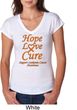 Ladies Leukemia Cancer Hope Love Cure Tri Blend V-neck