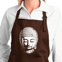Ladies Little Buddha Head Full Length Apron with Pockets