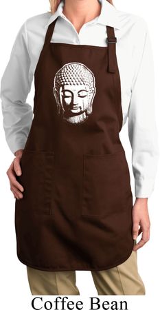 Ladies Little Buddha Head Full Length Apron with Pockets