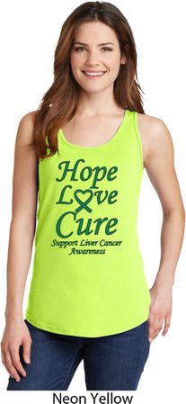 Ladies Liver Cancer Awareness Hope Love Cure Tank Top