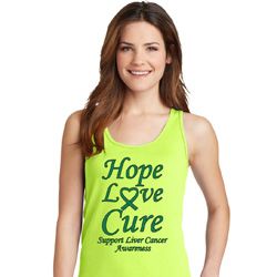 Ladies Liver Cancer Awareness Hope Love Cure Tank Top