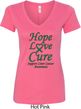 Ladies Liver Cancer Awareness Hope Love Cure V-Neck