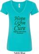 Ladies Liver Cancer Awareness Hope Love Cure V-Neck