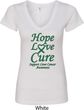 Ladies Liver Cancer Awareness Hope Love Cure V-Neck