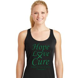 Ladies Liver Cancer Hope Love Cure Dry Wicking Racerback