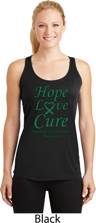 Ladies Liver Cancer Hope Love Cure Dry Wicking Racerback