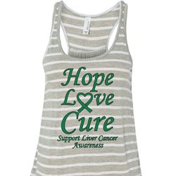 Ladies Liver Cancer Hope Love Cure Flowy Racerback