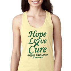Ladies Liver Cancer Hope Love Cure Ideal Racerback