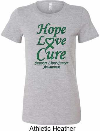 Ladies Liver Cancer Hope Love Cure Longer Length Shirt