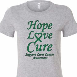 Ladies Liver Cancer Hope Love Cure Longer Length Shirt