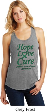 Ladies Liver Cancer Hope Love Cure Racerback