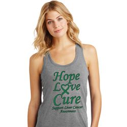 Ladies Liver Cancer Hope Love Cure Racerback