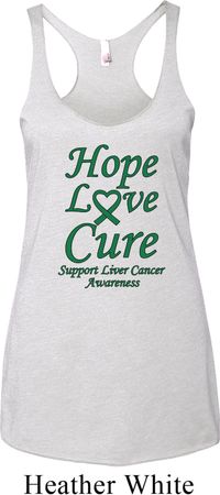 Ladies Liver Cancer Hope Love Cure Tri Blend Racerback