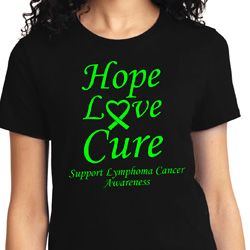 Ladies Lymphoma Cancer Awareness Hope Love Cure T-shirt