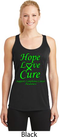 Ladies Lymphoma Cancer Hope Love Cure Dry Wicking Racerback