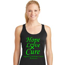 Ladies Lymphoma Cancer Hope Love Cure Dry Wicking Racerback