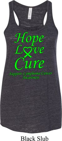 Ladies Lymphoma Cancer Hope Love Cure Flowy Racerback