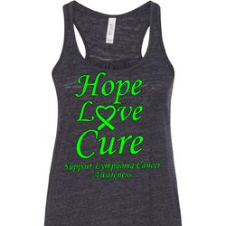 Ladies Lymphoma Cancer Hope Love Cure Flowy Racerback