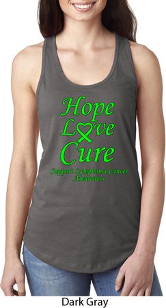 Ladies Lymphoma Cancer Hope Love Cure Ideal Racerback