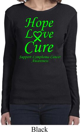 Ladies Lymphoma Cancer Hope Love Cure Long Sleeve