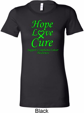 Ladies Lymphoma Cancer Hope Love Cure Longer Length Shirt