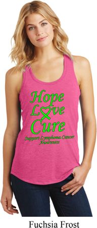 Ladies Lymphoma Cancer Hope Love Cure Racerback