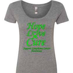 Ladies Lymphoma Cancer Hope Love Cure Scoop Neck