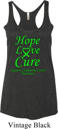 Ladies Lymphoma Cancer Hope Love Cure Tri Blend Racerback