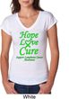 Ladies Lymphoma Cancer Hope Love Cure Tri Blend V-neck