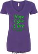 Ladies Lymphoma Cancer Hope Love Cure V-Neck