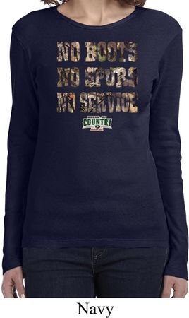 Ladies Mossy Oak No Boots No Spurs No Service Long Sleeve Shirt