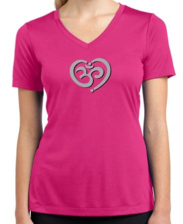 Ladies OM HEART Triblend Yoga V-neck - Large