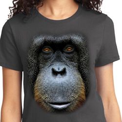 Ladies Orangutan Shirt Big Orangutan Face Tee T-Shirt