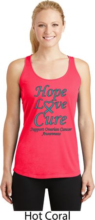 Ladies Ovarian Cancer Hope Love Cure Dry Wicking Racerback