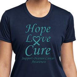 Ladies Ovarian Cancer Hope Love Cure Dry Wicking T-shirt