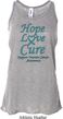 Ladies Ovarian Cancer Hope Love Cure Flowy Racerback