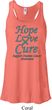Ladies Ovarian Cancer Hope Love Cure Flowy Racerback