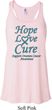Ladies Ovarian Cancer Hope Love Cure Flowy Racerback