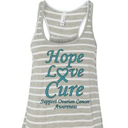 Ladies Ovarian Cancer Hope Love Cure Flowy Racerback