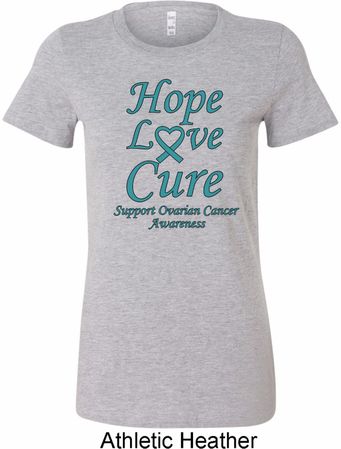 Ladies Ovarian Cancer Hope Love Cure Longer Length Shirt