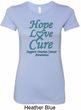 Ladies Ovarian Cancer Hope Love Cure Longer Length Shirt
